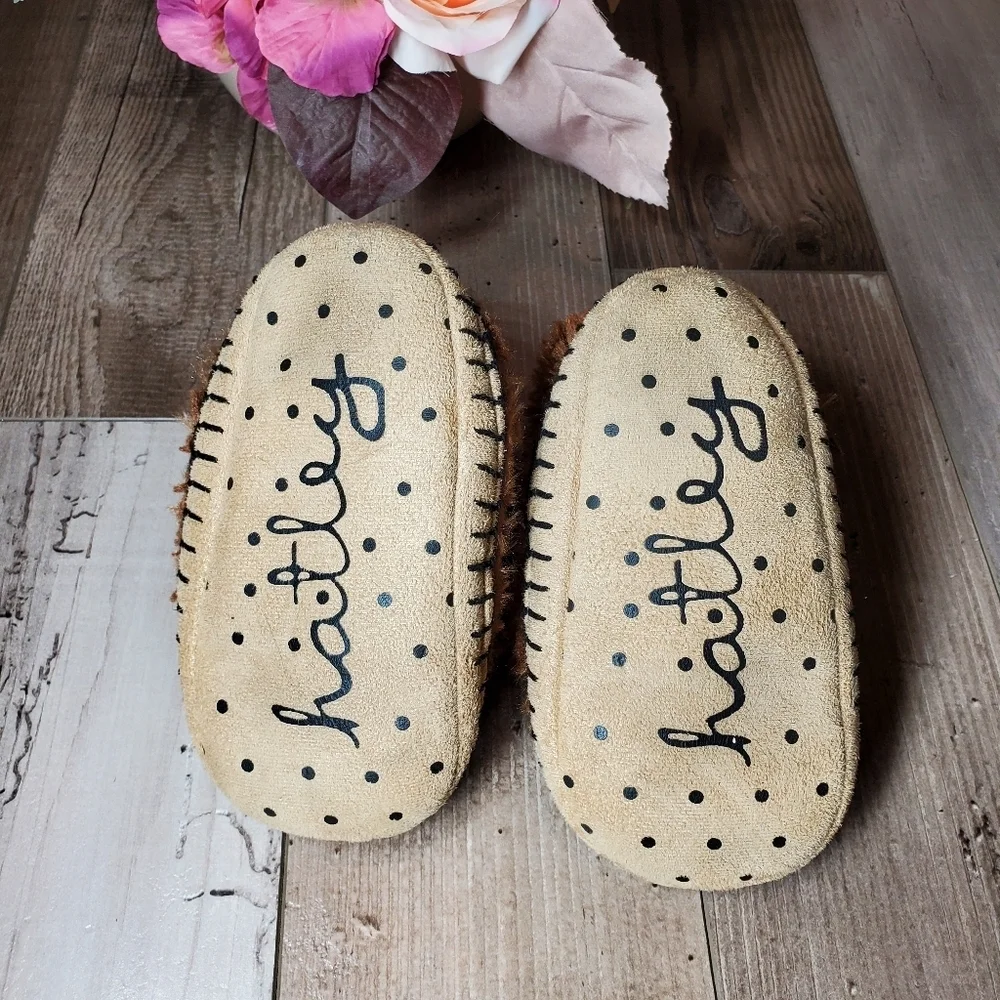 Hatley Toddler Boy Brown Moose Pull-On Slippers Size Large 11-13 EUC